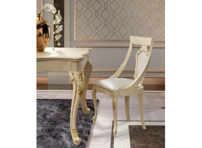 Silla de comedor silla de comedor sillas de comedor madera diseño estilo barroco beige respaldo asiento
